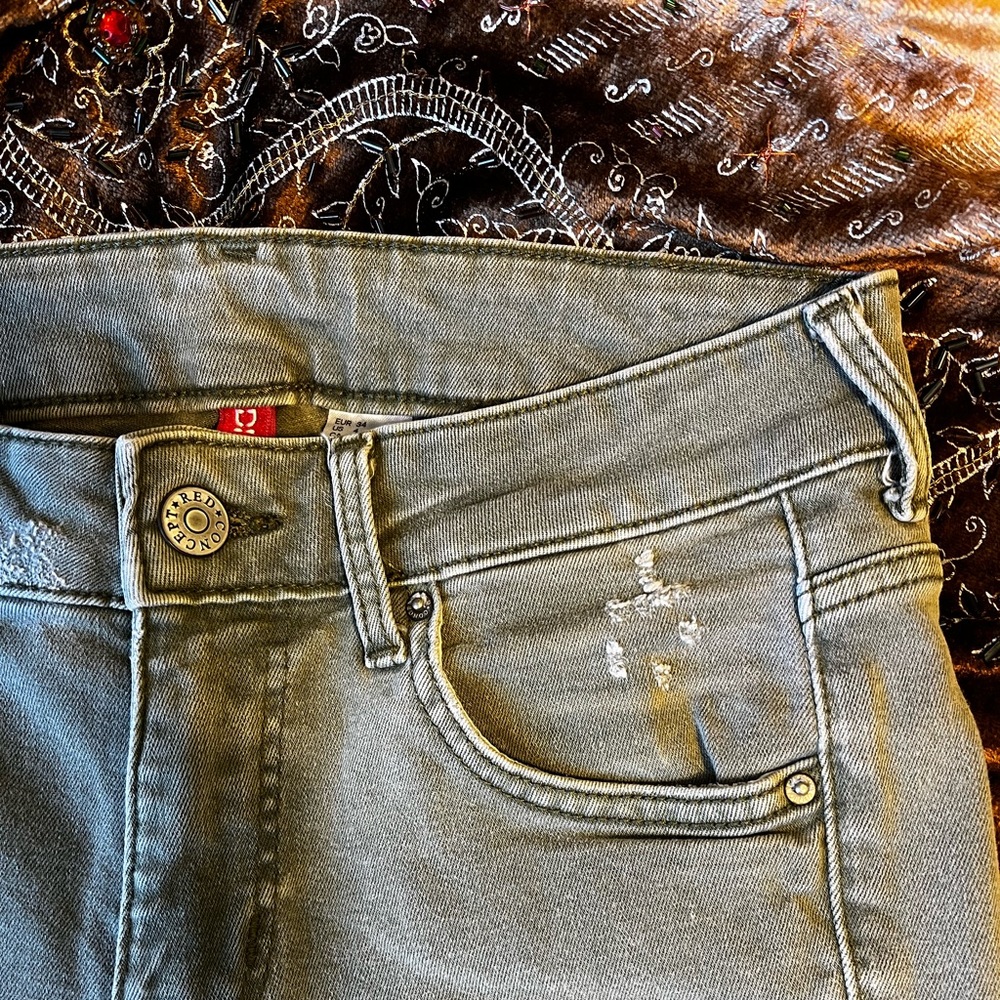 H&M Distressed Jeans; Color: Olive Green; Size: 34
